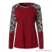 Mesh Shirt Women V Neck Button Long Sleeve T-Shirt Tops Blouse Red B07MCM2WK2